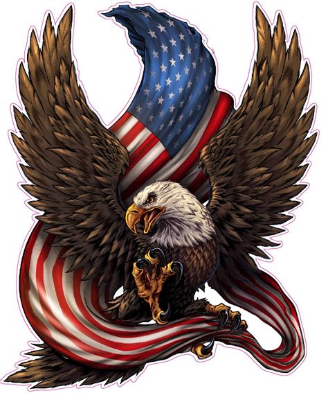 american flag with eagle decals